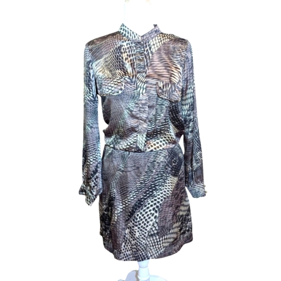 Collective Concepts Dress Monochrome Abstract Animal Patterned Long Sleeves Sz M - Picture 1 of 11